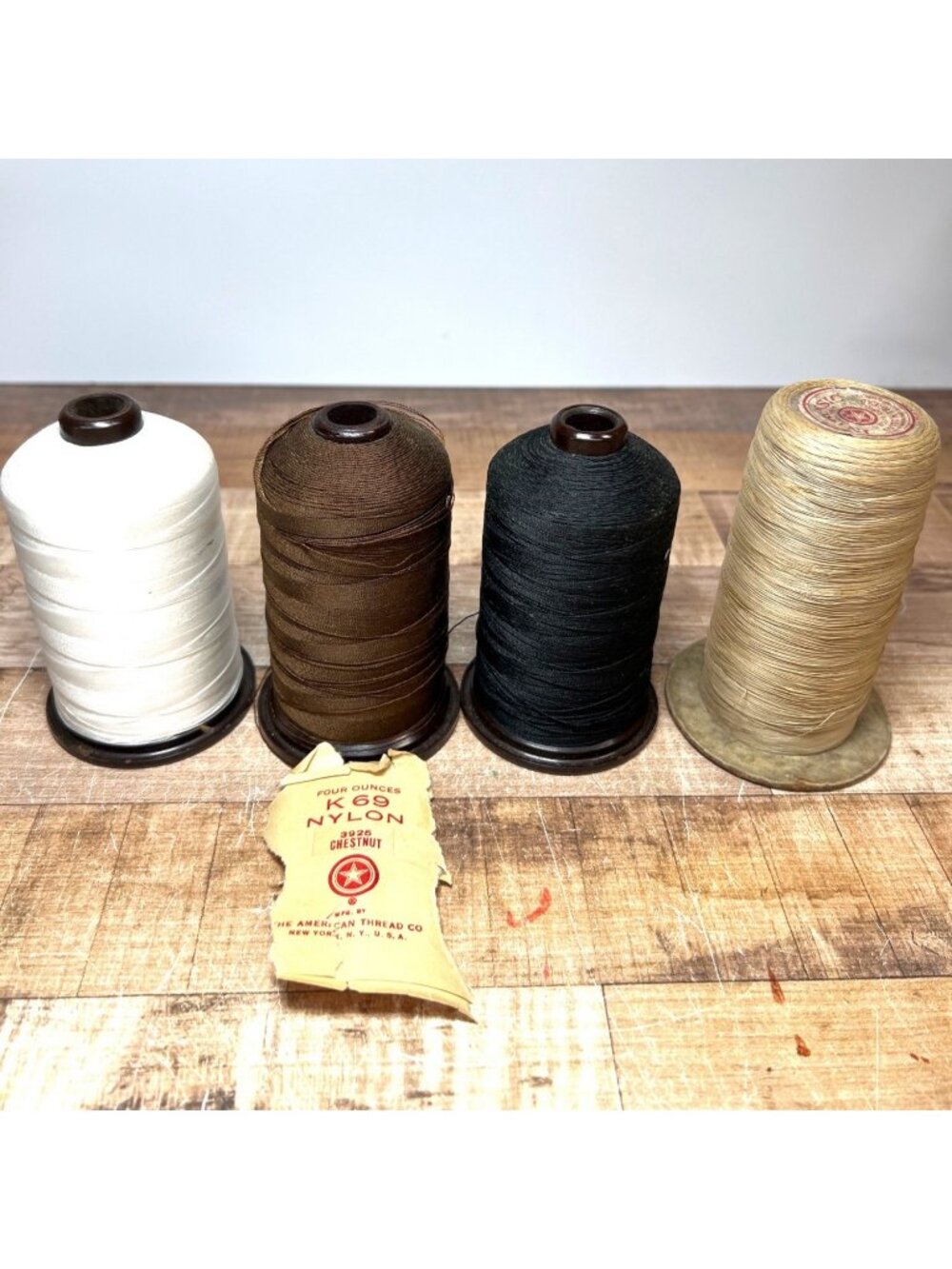 Vintage American Thread Co. Industrial Spools - Nylon & Cotton 4 Colors Patented